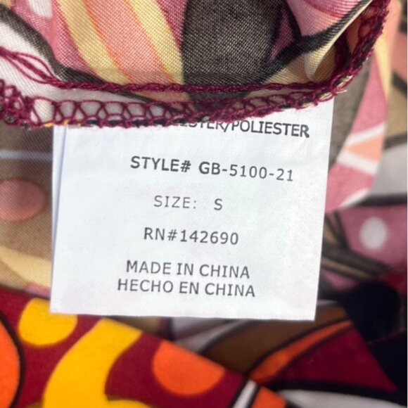 Cassandra O Scrub Shirt Top Womens Small Orange Yellow New Abstract Pattern - Picture 7 of 10